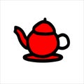 English teapot of red color.
